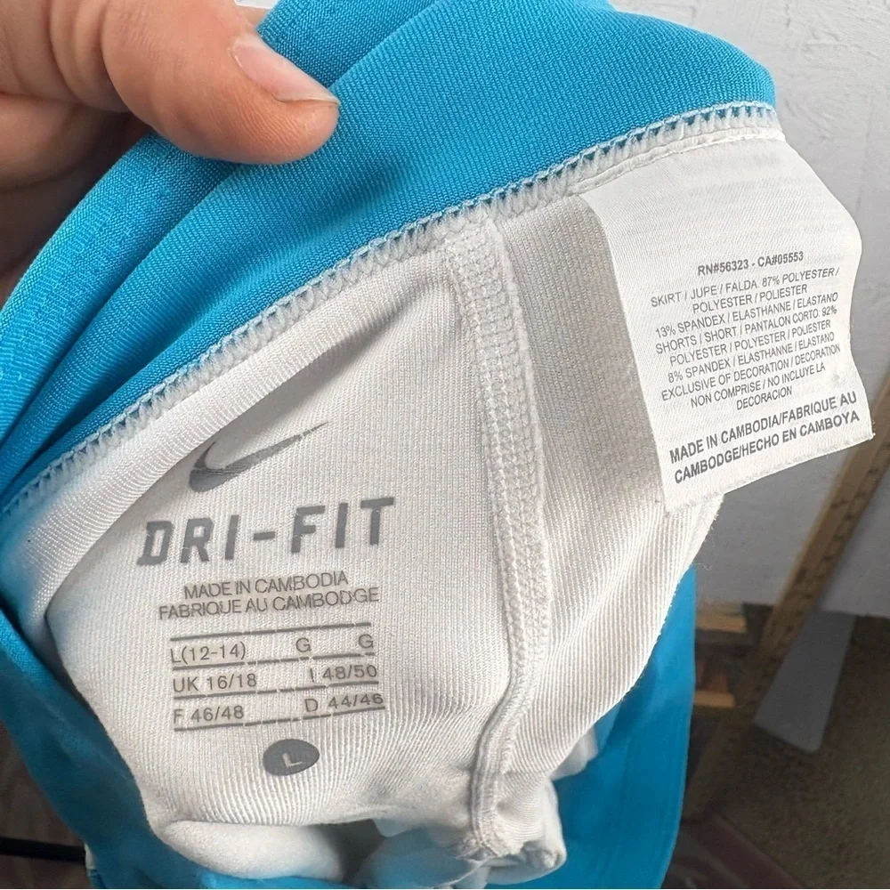 Nike Dri-Fit White and Blue Geometric Tennis Golf Skirt Stretchy Sz Large